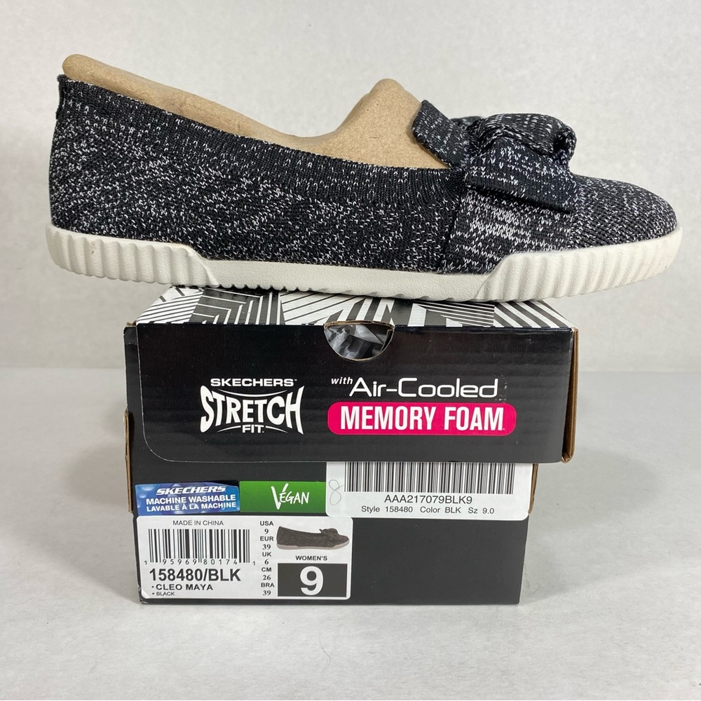 Skechers Cleo Maya Bow Memory Foam Slip On Flats Shoes; Women’s Sz 9 —Brand NEW!